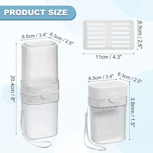uxcell Travel Toothbrush Case Set, Leakproof Soap Holder with Lid and Portable Travel Toothbrush Holder for Bathroom, Gym, Business Trip, Camping (White) White