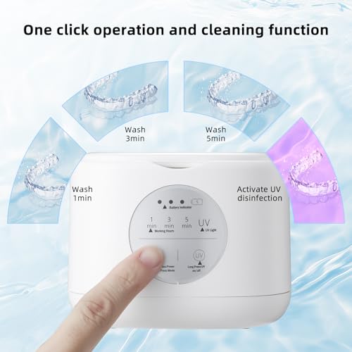 Ultrasonic Jewelry Cleaning Machine, 48KHz deep Cleaning Professional ultrasonic Cleaning Machine with one-Click Operation, Jewelry, dentures, Glasses, Food-Grade Stainless Steel Water Tank