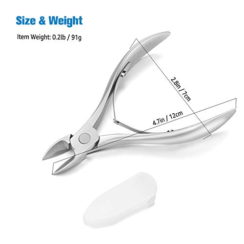 FERYES Toenail Clippers for Thick, Ingrown Toenails - Large Handle Toenail Cutters, Ingrown Tools 4R14 Stainless Steel Nail Clippers - Silver