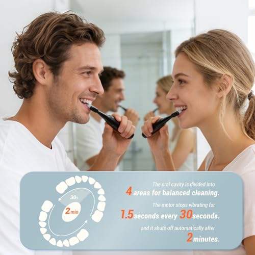 6 Pack Sonic Electric Toothbrushes for Adults Family Set with 24 Replacement Heads 5 Cleaning Modes Rechargeable Employee Appreciation Gifts Bulk 1 Count (Pack of 6)