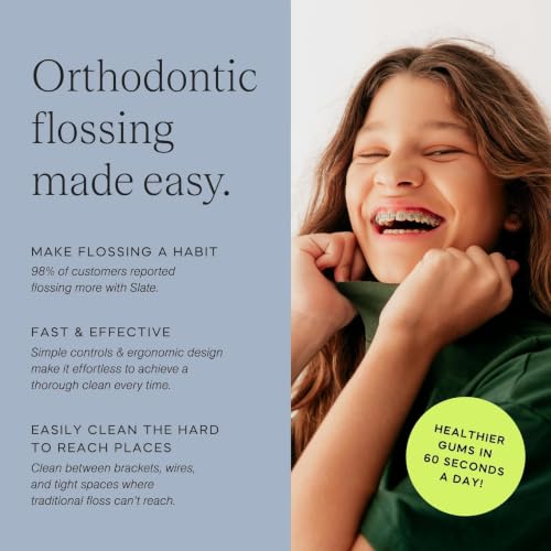 Slate Orthodontic Floss Head Refills, 20-Pack PFAS-Free nHa Woven Floss Ortho Floss Heads