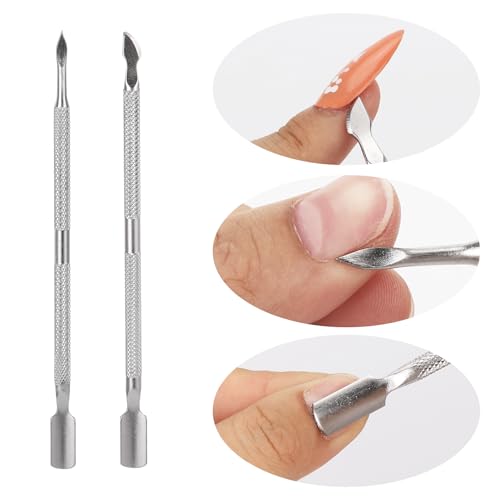 2 Set Cuticle Trimmer with Cuticle Pusher and Cutter, Stainless Steel Manicure Kit for Women Fingernails and Toenails