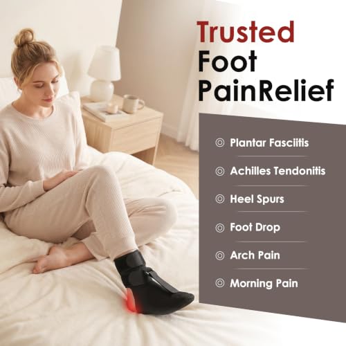 Plantar Fasciitis Night Splint Sock, Upgraded Achilles Tendonitis Brace with Massage Ball for Women & Men, Soft & Comfortable Foot Drop Night Splint for Morning Pain Relief, Large-Black