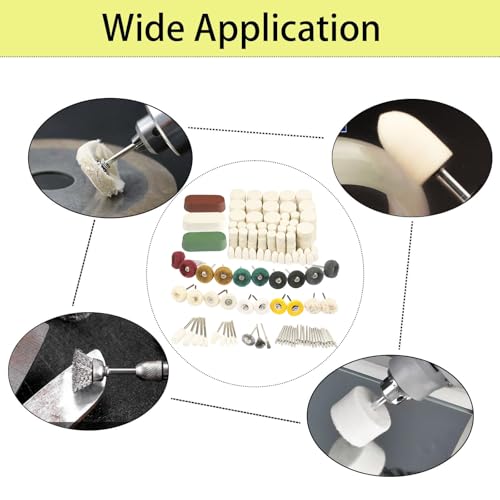 246PCS Polishing Buffing Wheel Polishing Kit for Dremel, Felt Wool Pad Set with Polish Compound, Wheel Grinding Head Point & Mandrel Kit Accessories Tools with 1/8" Shank for Jewelry Metal Polishing Style 3