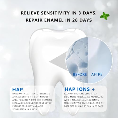 7.5% Hydroxyapatite Toothpaste, 7.5% Hydroxyapatite Toothpaste for Advanced Enamel Protection, Appropriate for Sensitive Teeth, Gentle and Effective Formula, Fresh Mint (3) 3