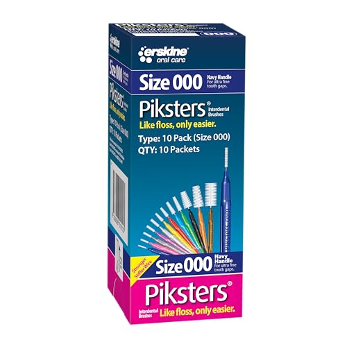 Piksters Interdental Brush Micro Tight Gaps 100 Pack Navy Size 000 Size 000 (Navy)