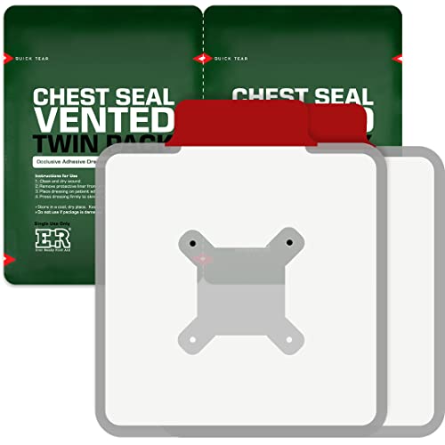 Ever Ready First Aid Vented Chest Seal with Quick Tear Twin Pack- 6.6” Square Occlusive Adhesive Dressing for Open Chest Wounds (Pack of 3) 3-Pack (2 Count)