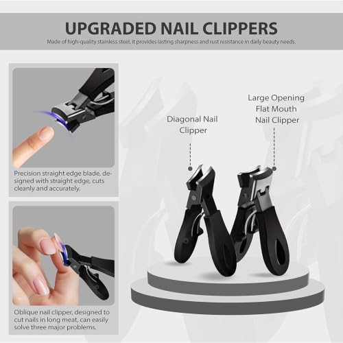 6Pcs Ingrown Toenail Removal Kit, Pedicure Tools for Feet with Fingernail & Toenail Clippers, Professional Nail Cutter Set for Thick Nails, Manicure & Nail Care Tools for Men & Women Black6