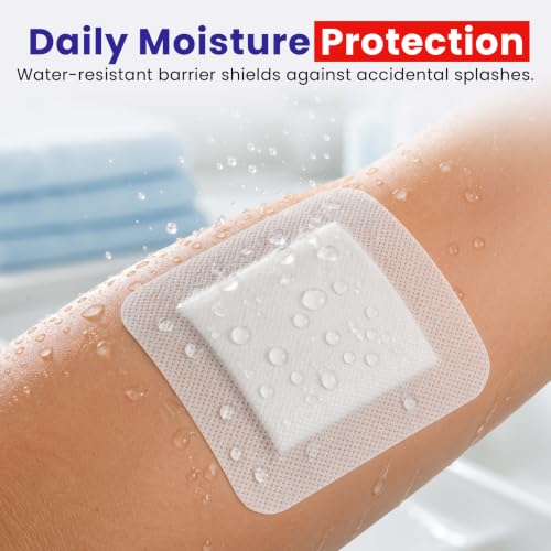 HEALQU Island Dressing - 4"x4", 30 Count - Bordered Gauze Sterile Individually Wrapped Gauze Pads, Water-Resistant, Non-Woven Backing - Soft and Breathable Wound Dressing for First Aid and Medical 4x4" (2.5x2.5" pad) Box of 30
