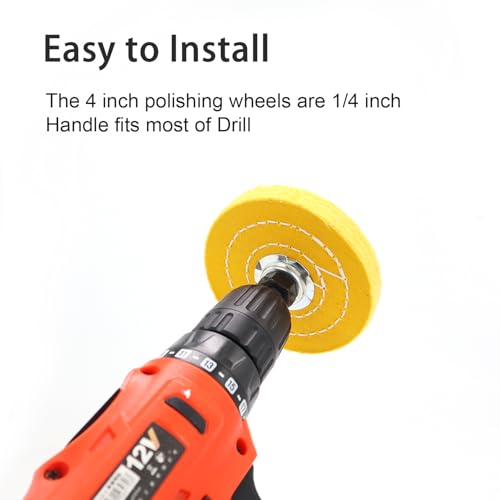 SCOTTCHEN 4" Buffing Polishing Wheels Soft(30Ply)/ Fine(50Ply)/ Medium(38Ply)/ Coarse 1/2" Thick/Rough 1/2" Thick with 1/2" Arbor Hole with 2sets 1/4" Shank for Drill - 5Pack