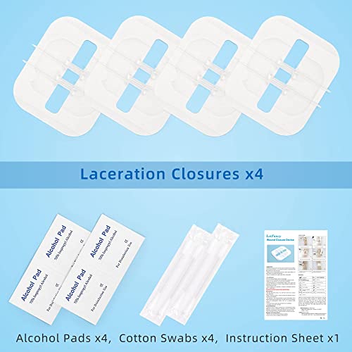 10 Count Calcium Alginate Wound Dressing Pads, 4”x8” and Surgical Zip Stitch Sutures Laceration Repair Kit, 4-Count Bundles
