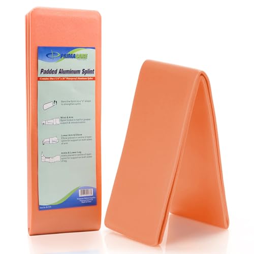 Primacare IS-5236 36", 3-Pack, Padded Aluminum Splint for Hands, Legs, Fractured Limbs, Nose, Ankle or Braces, Universal Waterproof Medical Tactical Splints for First Aid and Emergency Support, Orange