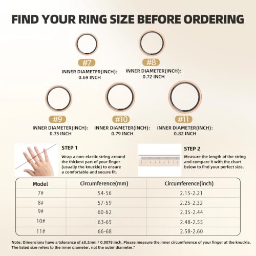 Frosted Glitter Smart Ring, Fitness & Health Tracker for Women Men Rose Gold 10