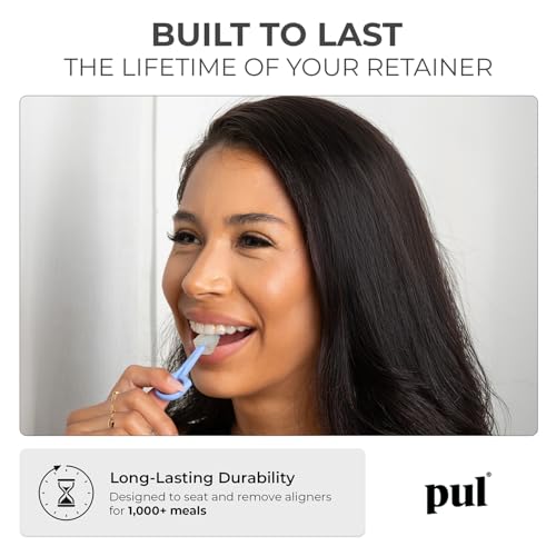 PUL 2-in-1 Aligner Removal Tool and Chewies for Invisalign Aligners, Retainers and Trays - Patented Invisalign Remover Tool for Easy Removal & Secure Fit - Pack of 3, Purple 3 Pack