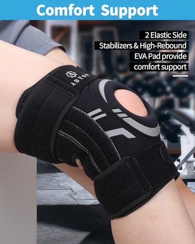 ABYON Knee Brace for Men & Women, Maximum Support with Side Stabilizers & Patella Gel Pads for Knee Pain Support and Fast Recovery, Targets Support for Meniscus Tear, ACL, Arthritis Relief X-Large Black-Gray