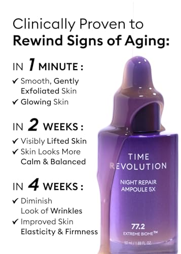 MISSHA Time Revolution Night Repair Face Serum 5X 1.69 oz, Korean Skin Care 1.69 Fl Oz (Pack of 1) Night Repair Ampoule 5X