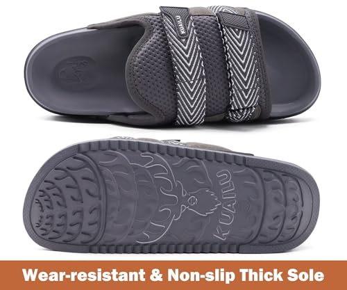 KuaiLu Mens Orthotic Sandals Comfort Arch Support Fabric Sandal Slippers 12 Dark Grey
