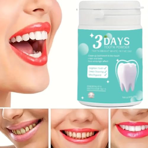 3 Days Tooth Powder Teeth Whitening Mint Tooth Cleaning Powder Remineralizing Tooth Powder Tooth Stain Remover and Polisher Toothpaste Pearl Power/Mint Flavor 2.82 Ounce (Pack of 1)