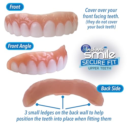 Instant Smile Secure Fit Upper Teeth Veneer - Bright White Shade
