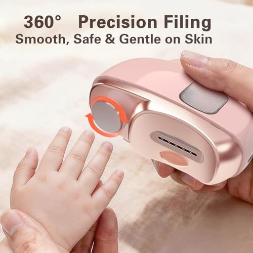 Upgraded 2-in-1 Electric Nail Clipper & Polisher, Rechargeable Automatic Nail Trimmer with German Alloy Blade, Pain-Free Quiet Nail Care Tool for Seniors, Kids & Arthritis (Pink)