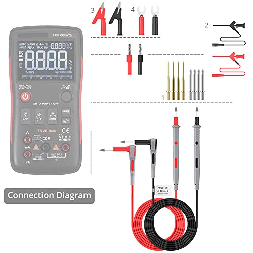Proster Multi Test Leads Kit - Electrical Multimeter Test Lead Probes Test Leads 21pcs