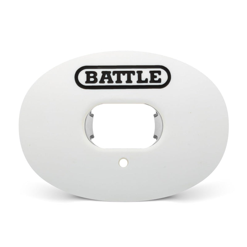 Battle Oxygen Lip Protector Mouthguard with Convertible Strap – Football and Sports Mouth Guard – Maximum Oxygen Supply – Mouthpiece Fits With or Without Braces – Impact Shield Covers Lips and Teeth One Size White - BeesActive Australia