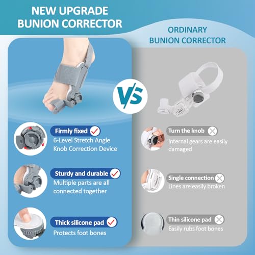 Bunion Corrector for Women & Men with Adjustable Knob, Complete Orthopedic Splint & Toe Separator Kit for Hallux Valgus Pain Relief, Day & Night Use on Left/Right Feet 1