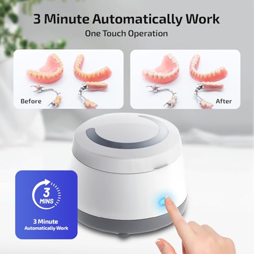 Dental Ultrasonic Retainer Cleaner Machine: 43kHz Dental Cleaning Pod - Deep Cleaning for Dentures, Mouth Guards, Aligners, Night Guards, Braces, Toothbrush Heads & Jewelry