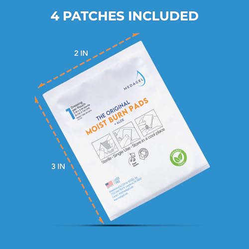 Medagel The Original Moist Burn Pad - Hydrogel Healing Pads, Soothing & Moist Skin Care Patch for Burns & Wounds, 2” x 3” Dressing 2x3