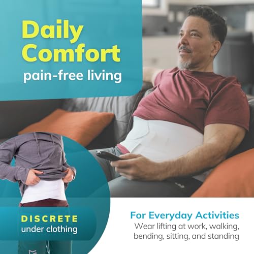 BraceAbility Low Back Compression Brace - Wraparound Lumbar Support Belt for Herniated or Bulging Discs, Pinched Nerve Pain Relief, Degenerative Disc Disease and Hip Strains for Men and Women (L) L