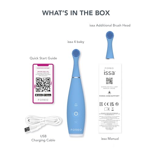 FOREO issa 4 baby - Sonic Electric Toothbrush + Issa mini Hybrid Brushead Bubble Blue