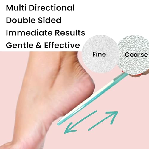 3 ALAZCO Double Sided Foot File Pumice Ergonomic Handle Scrubber Immediate Result Smooth Feet Heel Scraper Exfoliate Buffer Dead Skin Callus Corn Emery Fine & Coarse Pedicure Tool Blue X3