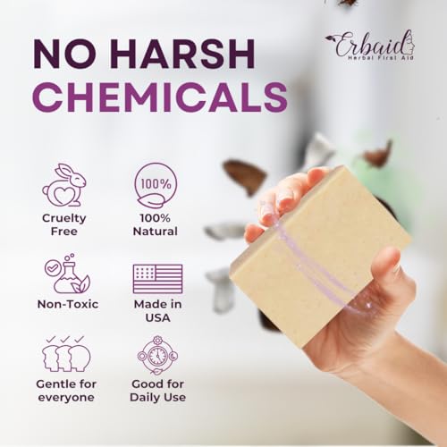 Eczema Soap Bar for Face and Body – All Natural Dermatitis, Psoriasis Treatment for Dry Itchy Sensitive Skin Relief – Gentle Detoxifying, Healing, Anti-Itch, Oatmeal Goat Milk Wash for Kids, & Adults