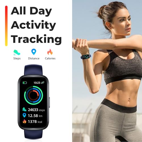 Fitness Tracker Smart Watch, 1.47" Full Touch Health Tracker with 24/7 Heart Rate & Blood Oxygen Monitor, Sleep Tracker, 3ATM Waterproof Step Tracker Activity Tracker for Women Men, Midnight Blue