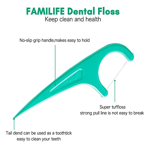 FAMILIFE Mint Dental Floss Picks for Teeth, 420 Count with Travel Cases Mint 420 Count