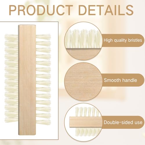 Patelai 12 Pack Wooden Nail Brush Two Sided, Fingernail Scrub Brushes