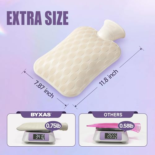 Hot Water Bottle with Cover, Hot Water Bag for Pain Relief, Heating Pad, Hot and Cold Therapies, Hand Warmers, BPA Free, Ideal for Menstrual Cramps, Neck and Shoulder Pain Relief (Grey) Gray
