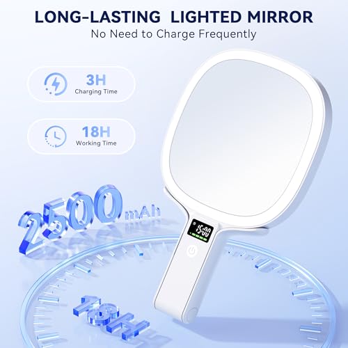 Auxmir 30X/1X Travel Makeup Mirror with Lights, LED Display, 3 Color Modes White