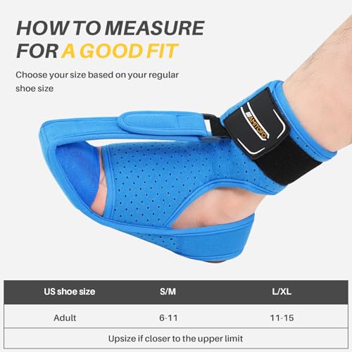 Plantar Fasciitis and Achilles Tendonitis Night Splint for Heel Pain Relief, Adjustable Support Brace for Sleeping, Women and Men L/XL Blue