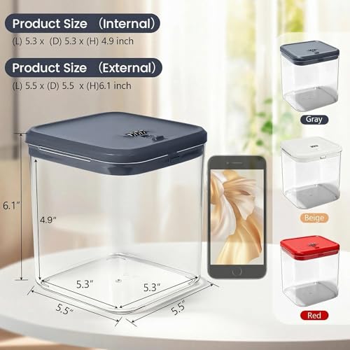 Small Lock Box for Safe Medication,Clear Lock Box with Combination Code,Locked Medicine for Pills First Aid,Lockable storage box for Snack/Fridge/Food/Phone medicine Organizer 5.5x5.5x4.9 Grey Lid Small