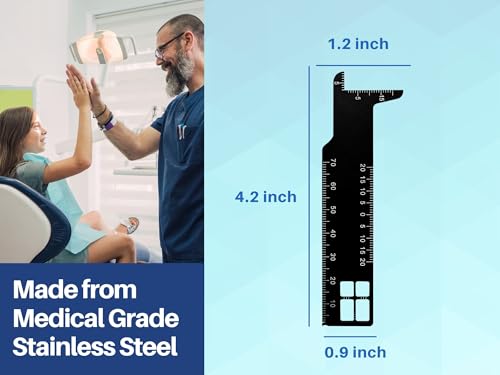 Artman Instruments Dental Measuring Ruler Black Stainless Steel Endodontic Scale Tool, Handheld Metric Precision Instrument for Accurate Dental Assessment and Care