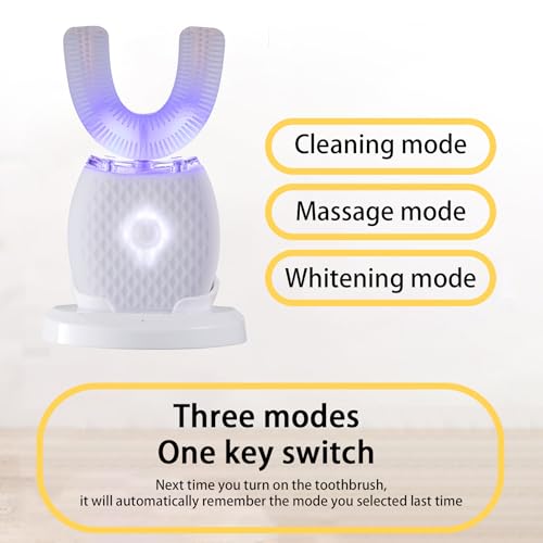 Automatic Toothbrush for Adult Soft Bristles Timer Washable Travel White