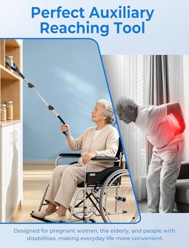 44" Grabber Reacher Tools, 2 Pack Upgraded Strong Foldable Reacher Grabber Heavy Duty Pickup Tool, 4" Wide Claw Opening & 360° Rotating Jaw & Magnet Lightweight Grabber Tool for Senior Patient 44 Inch