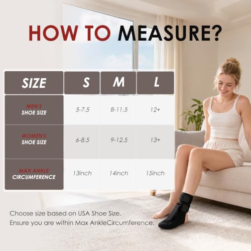 Plantar Fasciitis Night Splint Sock, Upgraded Achilles Tendonitis Brace with Massage Ball for Women & Men, Soft & Comfortable Foot Drop Night Splint for Morning Pain Relief, Large-Black