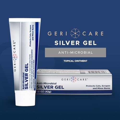 Antimicrobial Silver Gel by GeriCare| Wound Care Cream for Cuts Scrapes Minor Burns| Natural Topical Skin Healing Ointment| 55PPM Colloidal Silver Gel |Long-Lasting Protection|1.5oz | Pack of 2