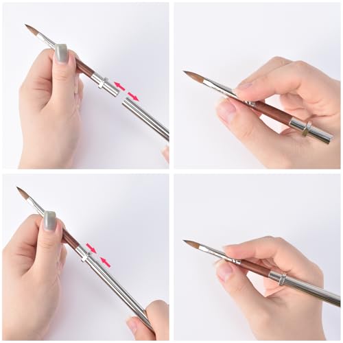 KADS Acrylic Nail Brush with Penholder Nail Brush for Acrylic Application-Oval Shaped Powder Nail Design Tools for Professional Manicure DIY Home Salon (10#)