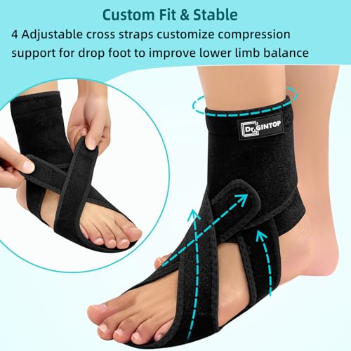 AFO Foot Drop Brace for Walking, Plantar Fasciitis Night Splint Black-Left