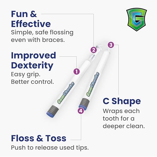 GumChucks Refill Tips - Floss Picks for Braces & Tight Teeth – Reusable Dual Handle Flosser – No Hands in Mouth - Easy for Kids, Adults & Seniors (90 Tips) Refill Tips (90)