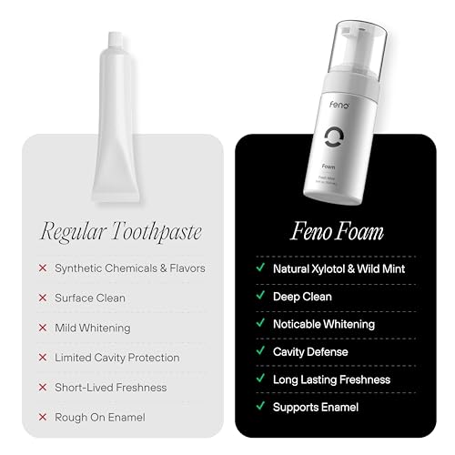 Feno Foam Toothpaste, Fluoride & SLS Free, Mint, 3-Pack, 3.4 Fl Oz Foam Toothpaste Refill 3-Pack