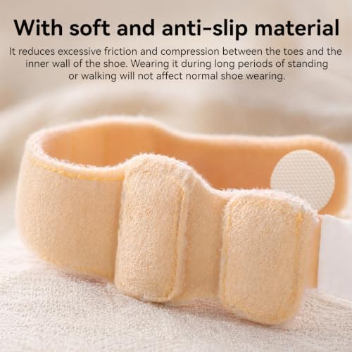 Hammer Toe Straightener, 2 Pcs Hammer Toe Corrector for Women & Men, Adjustable Toe Splints with Aluminum Plate Relief for Curled, Bent & Broken Toe, Discreet Skin-Tone Design